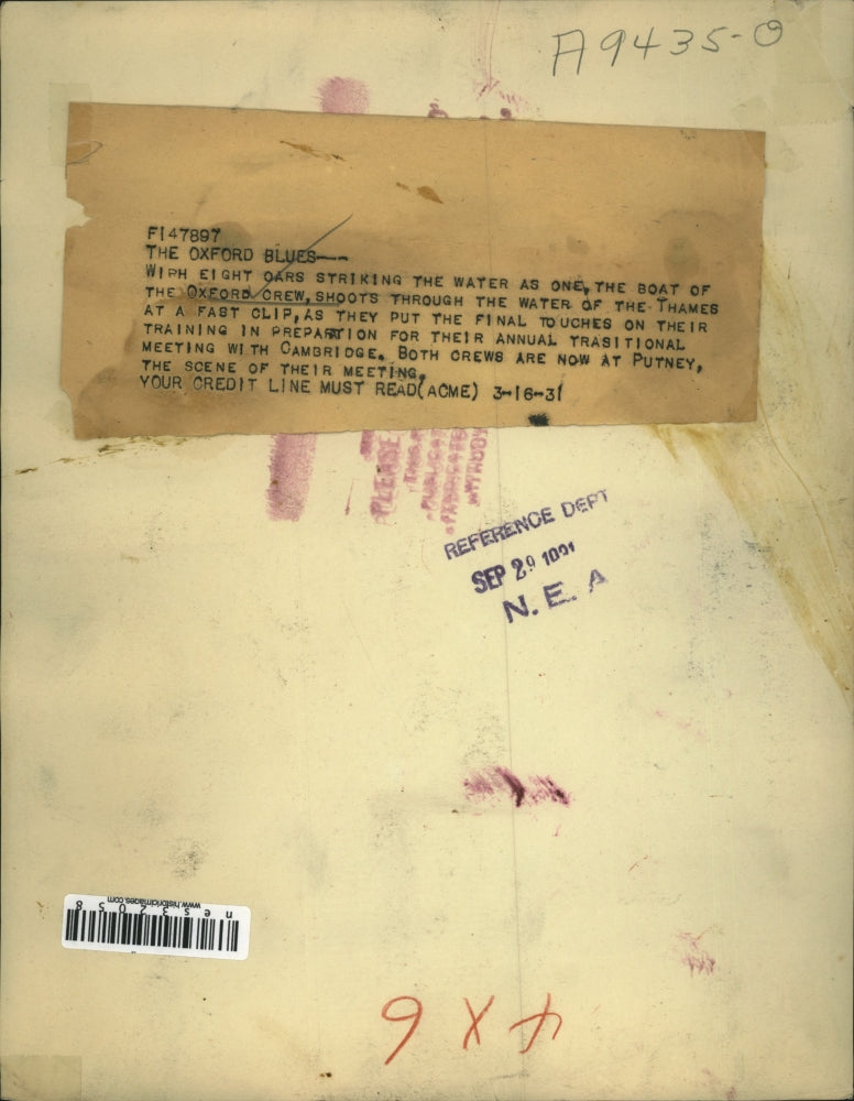 1931 Press Photo Oxford crew shoots through water of the Thames at fast clip