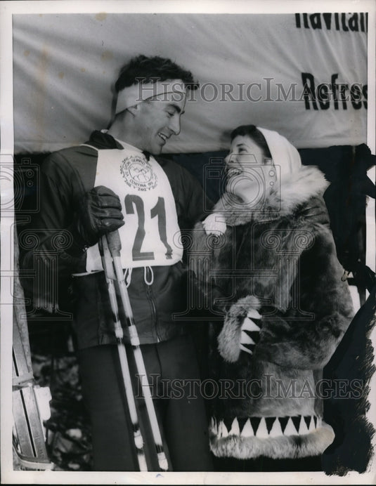 1956 Press Photo US Skier Brooks Dodge finishes fourth in Mens Special Slalom- Historic Images