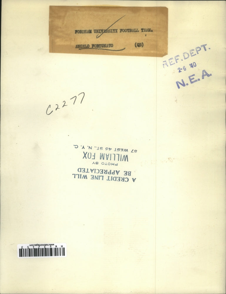 1940 Press Photo Fordham University Quarterback Angelo Fortunato - nes32153