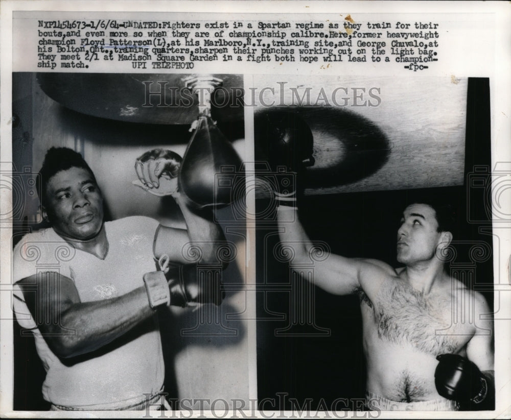 1964 Press Photo Boxers Floyd Patterson &amp; George Chavalo at training - nes32279- Historic Images