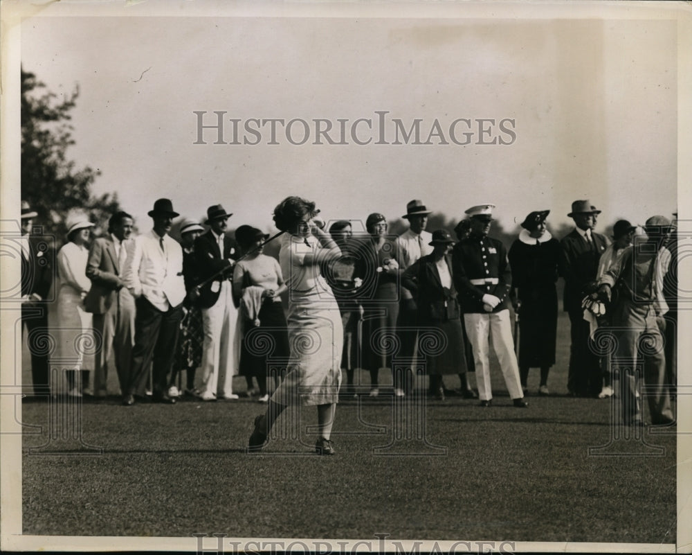 1934 Press Photo Pam Barton on third fairway at Curtis Cup - nes32556- Historic Images