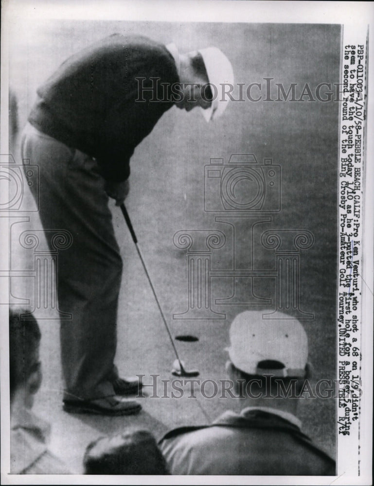 1958 Press Photo Ken Venturi bogeys 1st hole at Bing Crosby Pro-Amateur Tourney- Historic Images