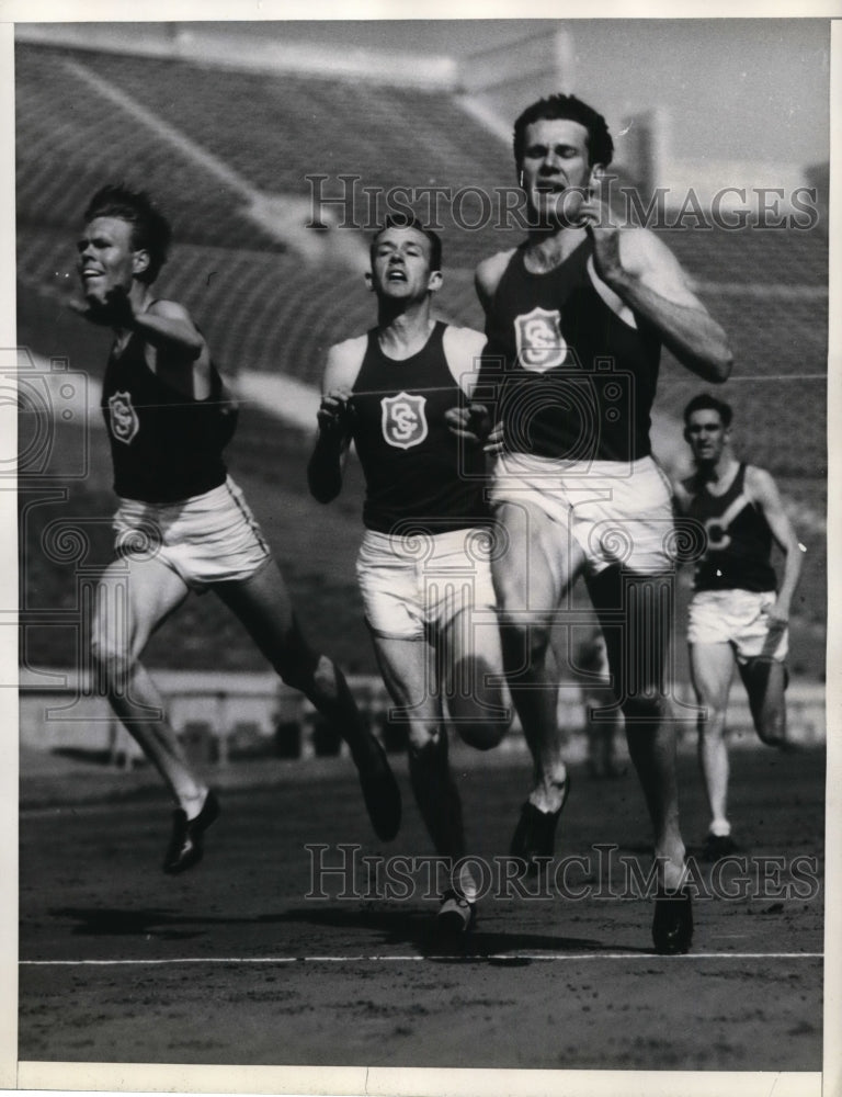 1935 Press Photo Finish of 440 yard dash won by McCarthy of USC - nes33049- Historic Images