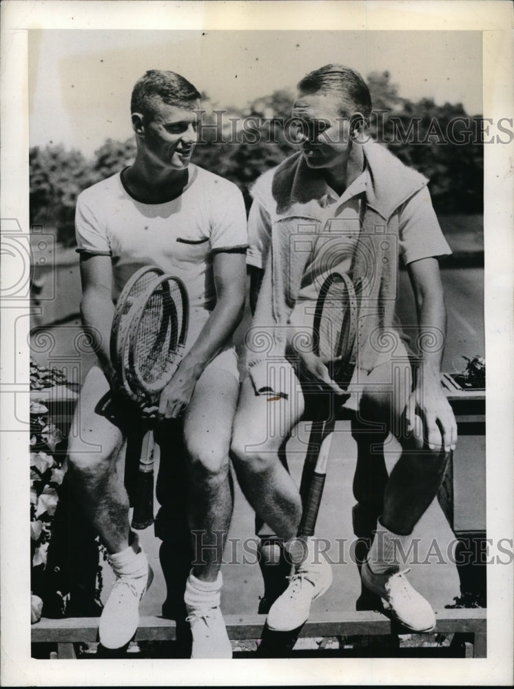 1941 Press Photo Brookline Mass Ted Schroederm Jack Kramer at Natl Tennis- Historic Images