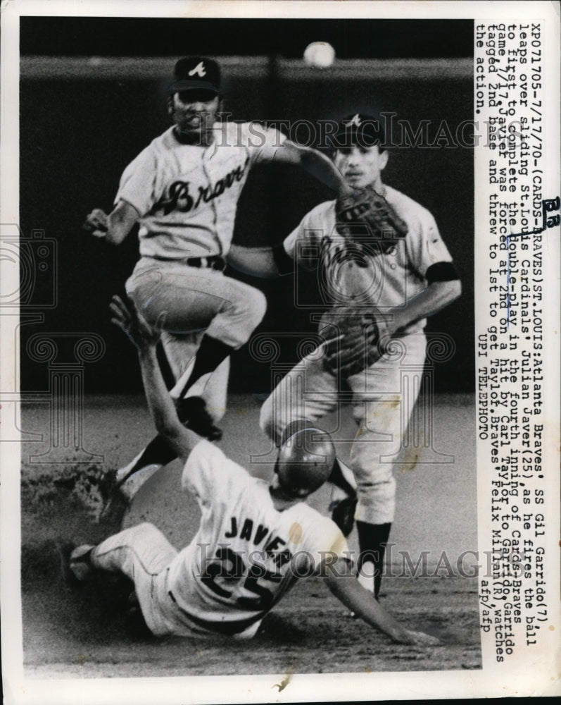 1970 Press Photo St Louis Cards Julian Javer vs Braves Gil Garrido - nes33076- Historic Images