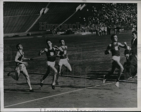 1935 Press Photo Estil Johnson USC, Ross Bush, Cartwright & Grace at track- Historic Images