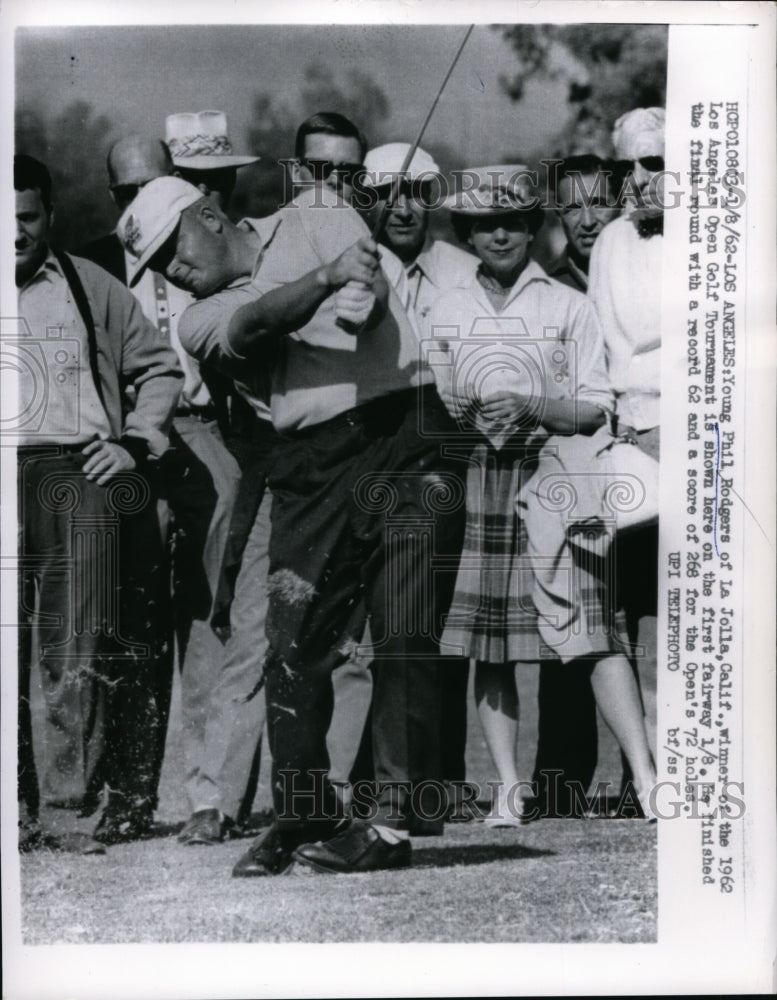 1962 Press Photo LA Calif Phil Rodgers in LA Open golf on 1st fairway- Historic Images