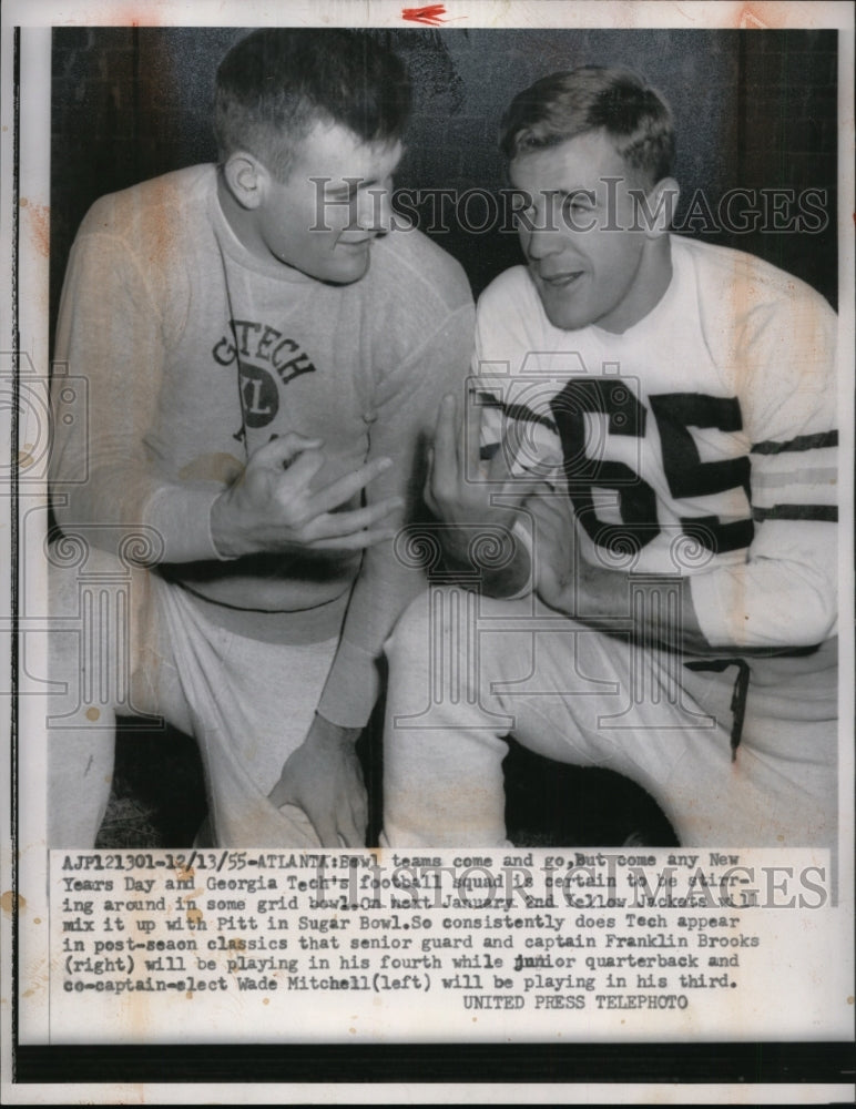 1955 Press Photo Atlanta Ga Ga Techs football F Brooks ^ W Mitchell Pittsburgh- Historic Images