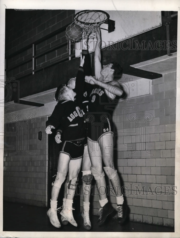 1945 Press Photo NYC Oklahoma Aggies Weldon Kerns, Bob Kurland,J Moore- Historic Images