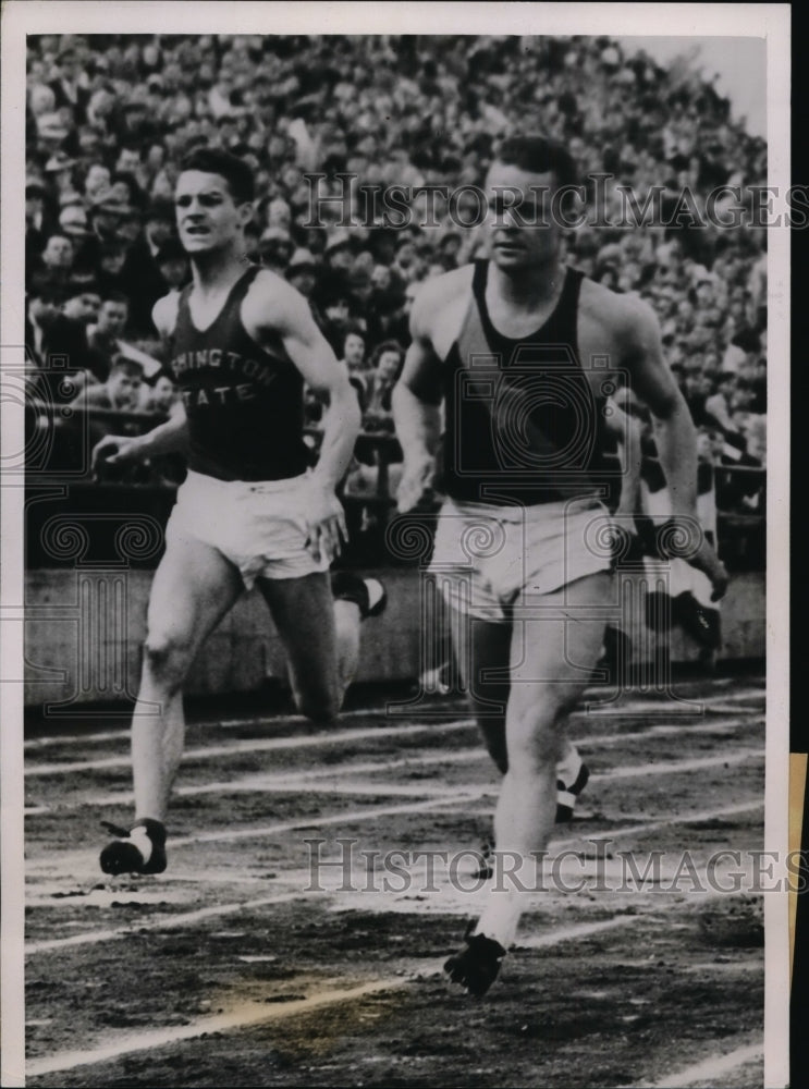 1937 Press Photo Bobby Grieve, Leoford at Drake Relays in 100 yard dash- Historic Images