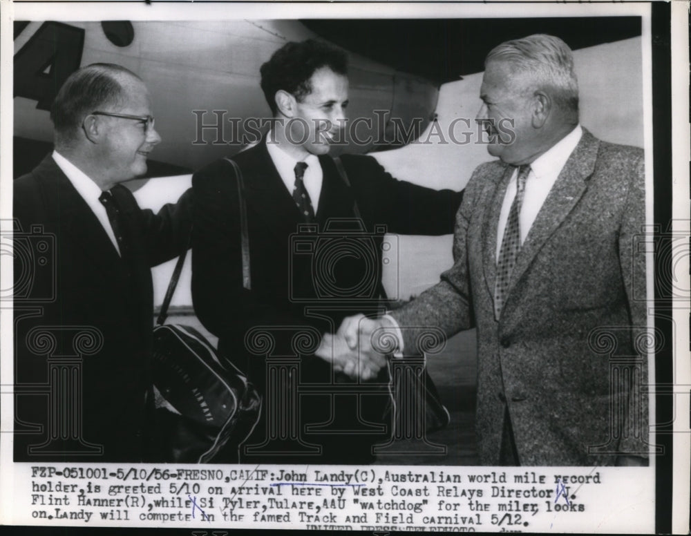 1956 Press Photo Fresno Calif John Landy miler, JF Hanner, Si Tyler - nes34107- Historic Images