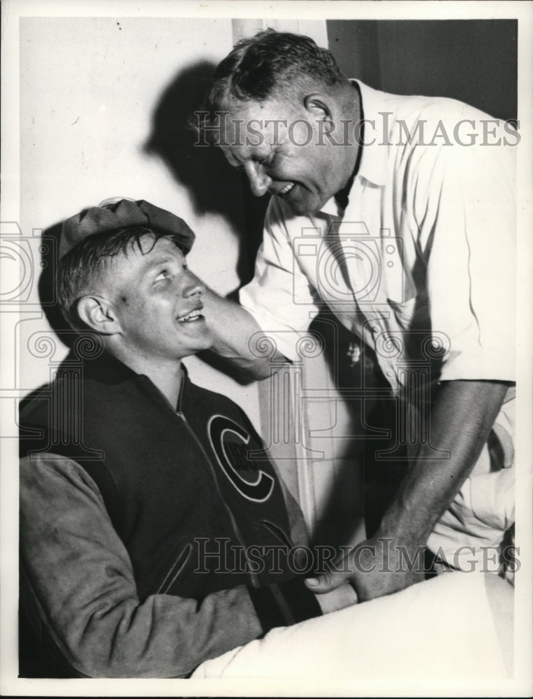 1941 Press Photo Chicago Ill Paul Erickson, pitcher &amp; trainer Andy Lotshaw- Historic Images