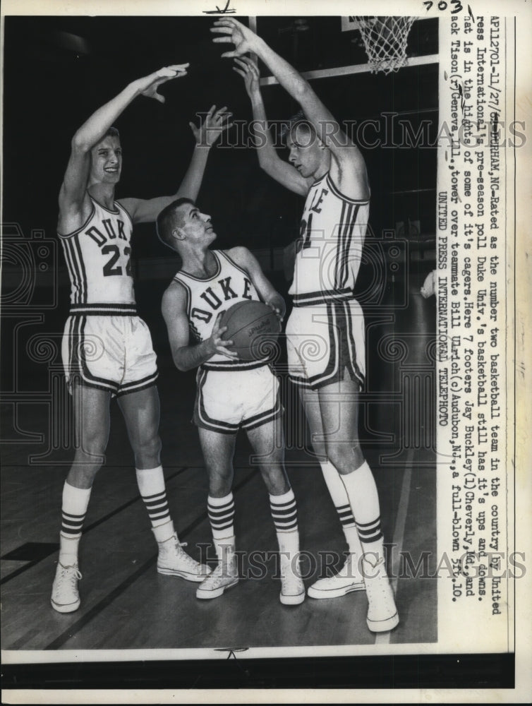 1962 Press Photo Duke Univ Jay Buckley,Jack Tison, Bill Ulrich Durham basketball- Historic Images