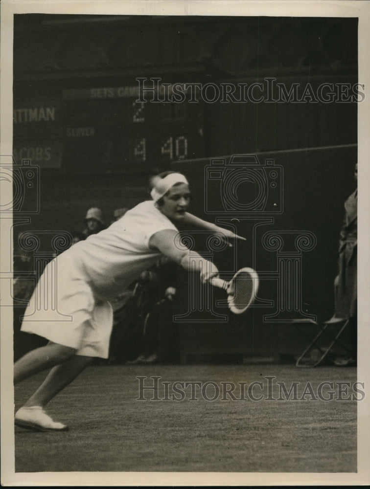 1931 Press Photo All England Law Tennis matches, Helen Jacobs vs Mrs Bittman- Historic Images