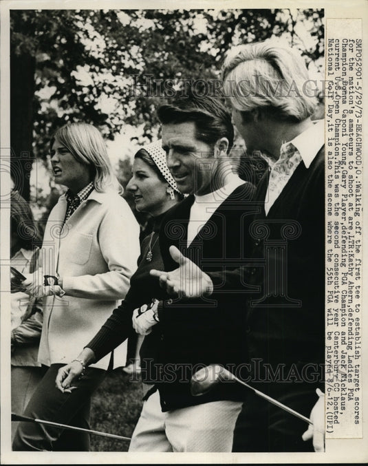 1973 Press Photo Kathey Ahern, Donna C Youngm Gary Player, Jack Nicklaus- Historic Images