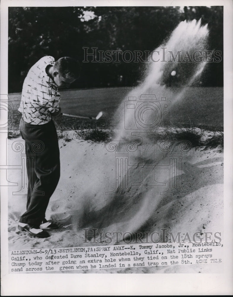 1951 Press Photo Tommy Jacobs Jr in National Public Links Golf at Bethlehem Pa- Historic Images