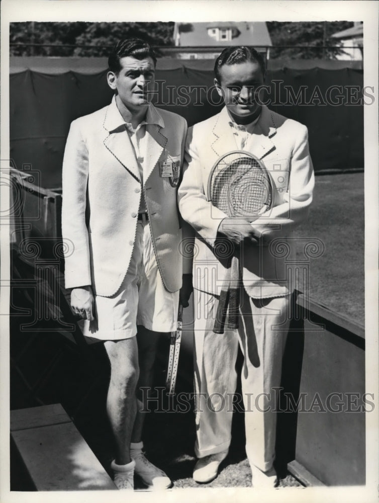 1938 Press Photo Franjo Kukuljevic, Ferenc Puncec Yugoslav tennis stars- Historic Images