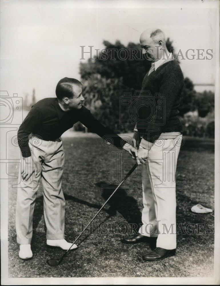 1935 Press Photo Paul Runyan National PGA champ &amp; James Farley Miami Biltmore- Historic Images