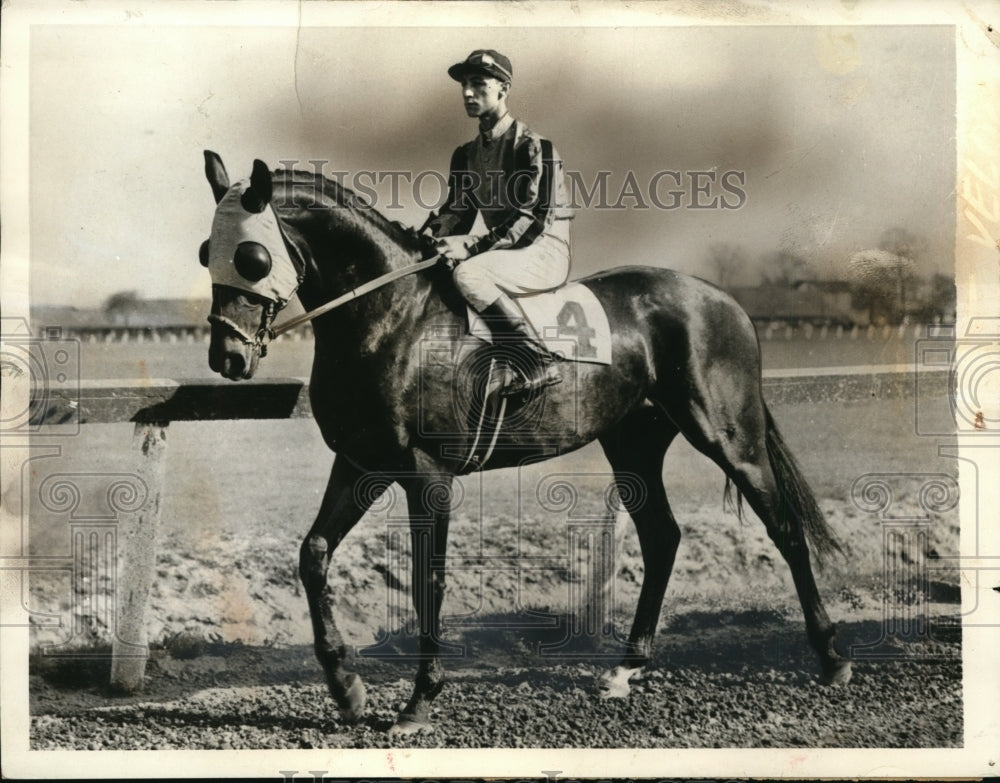 1938 Press Photo Jockey Eddie Arcaro on Redbreast at Louisville Kentuc ...