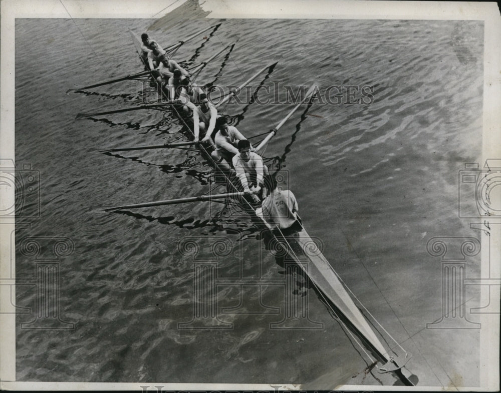 1935 Press Photo U of Calif crew Ky Ebright,Ken Sultie,Dodge, Evald Swanson- Historic Images