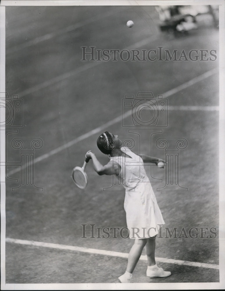 1937 Press Photo Jadeiga Jedrzejowska vs Helen Jacobs National Tennis- Historic Images