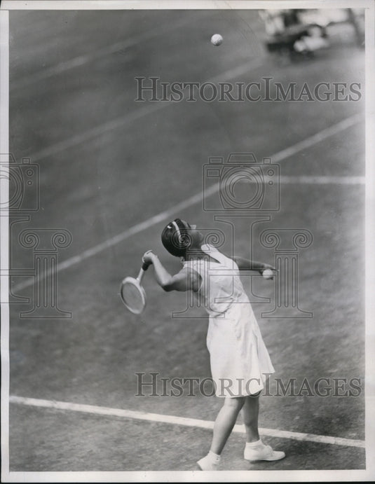 1937 Press Photo Jadeiga Jedrzejowska vs Helen Jacobs National Tennis- Historic Images