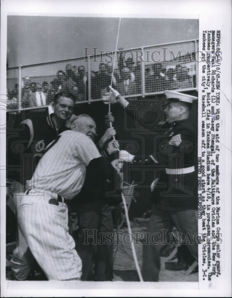 1958 Press Photo Paul Richards of Orioles &amp; Casey Stengel of Yankees at NYC- Historic Images