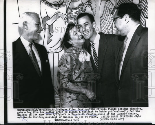 1956 Press Photo Hayes Allen Jenkins Olympic skater with mother and Uncle- Historic Images