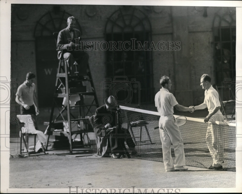 1938 Press Photo John Bromwich &amp; Gene Mako at National Singles tennis- Historic Images