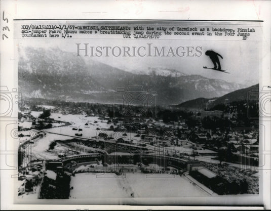 1967 Press Photo Garmisch GermanyFinnish ski jumper Paavo Maunu in tournament- Historic Images