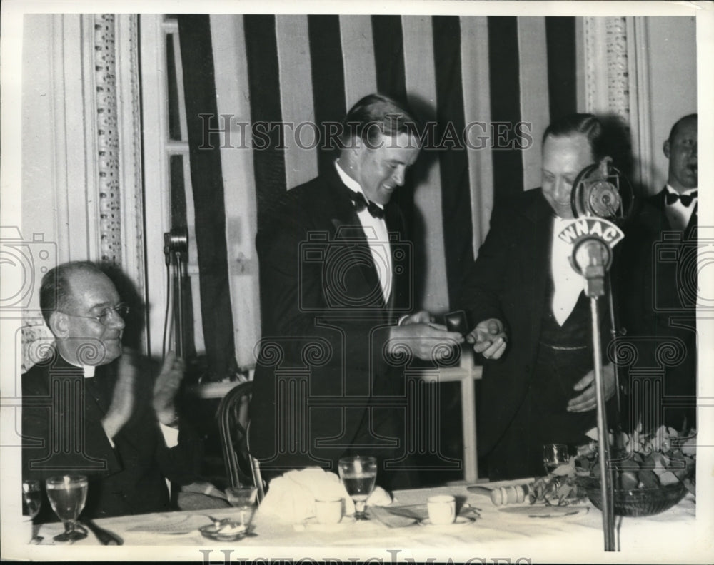 1935 Press Photo New Red Sox manager Joe Cronin, Arthur Crowley &amp; Father Cronin- Historic Images