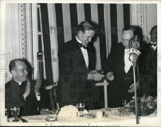 1935 Press Photo New Red Sox manager Joe Cronin, Arthur Crowley & Father Cronin- Historic Images