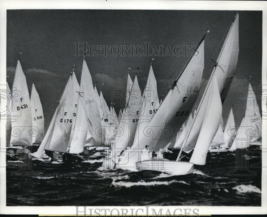 1968 Press Photo Nordic Volksboats start race of Kiel Regatta in Germany- Historic Images