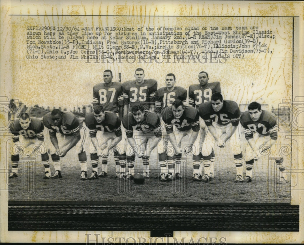 1964 Press Photo East West Shrine Classic squad, Jim Jones, Tom Nowatzke- Historic Images