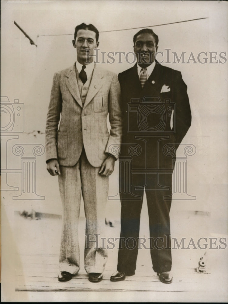 1934 Press Photo Charles Hornbostel if Indiana U &amp; Ralph Metcalfe Marquette- Historic Images