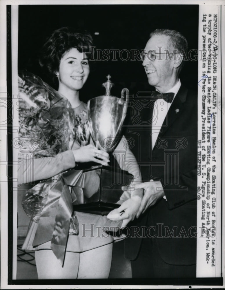 1963 Press Photo Lorraine Hanlon Boston Skate Club &amp; Peter Shumway - nes35883- Historic Images