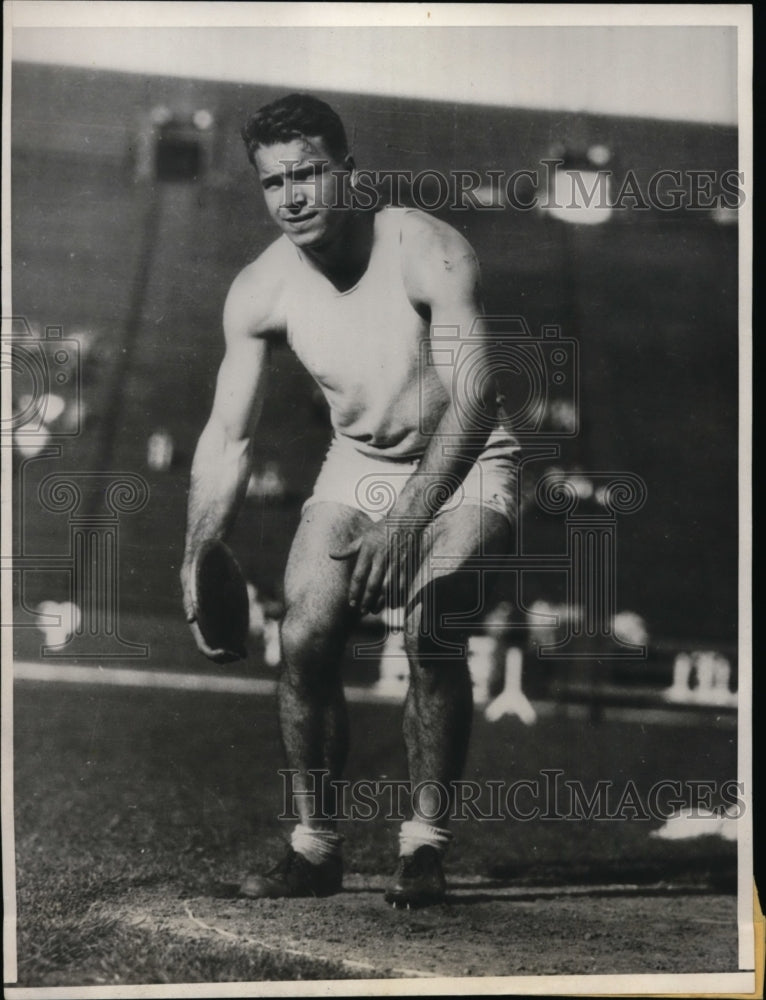 1932 Press Photo Henri Herc Laborde shotput & discus for Stanford U - nes35890- Historic Images