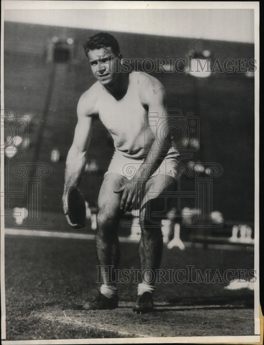1932 Press Photo Henri Herc Laborde shotput & discus for Stanford U - nes35890- Historic Images