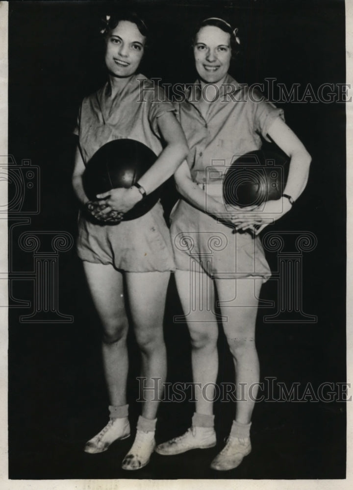 1932 Press Photo Marjorie &amp; Martha Dobyns Christian College basketball Columbia- Historic Images