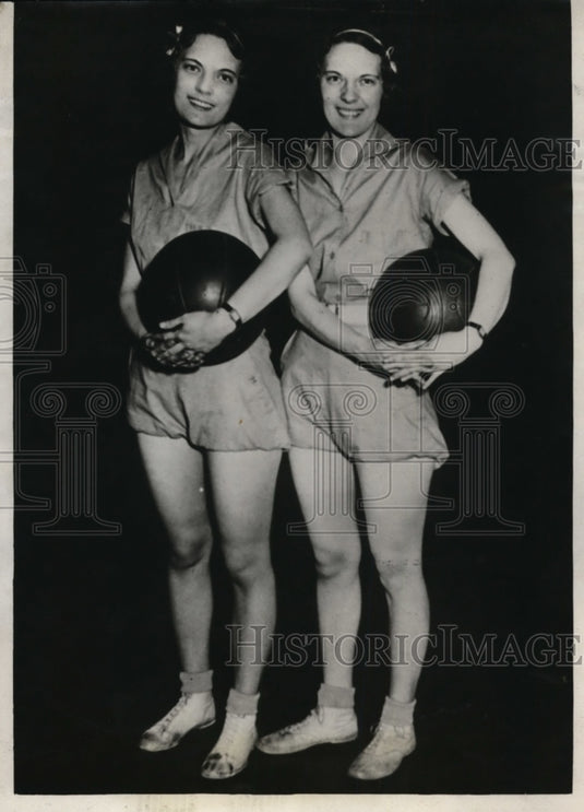 1932 Press Photo Marjorie & Martha Dobyns Christian College basketball Columbia- Historic Images