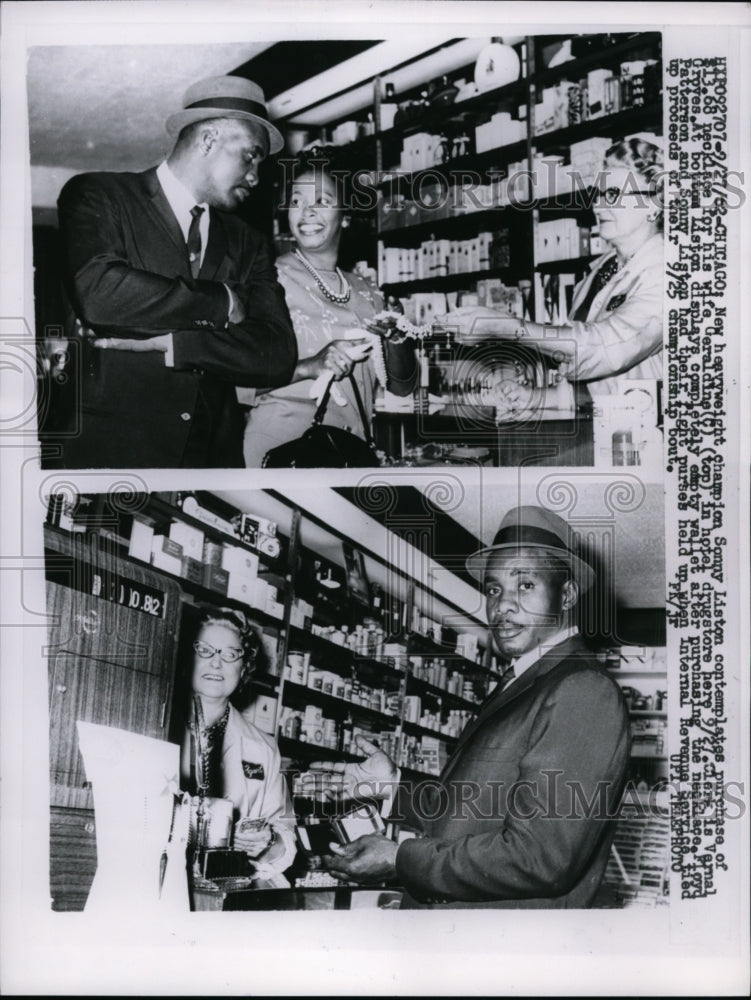 1962 Press Photo New heavyweight chamo Sonny Liston & wife Geraldine in Chicago