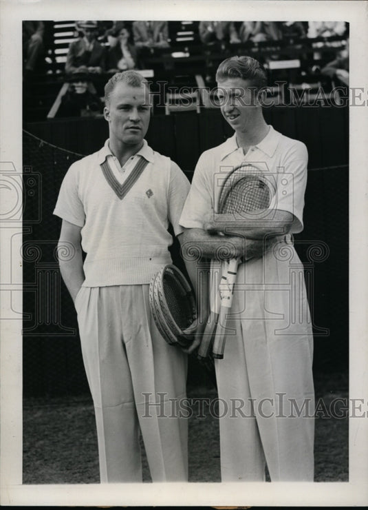 1937 Press Photo Gene Mako & Donald Budge at 57th Mens National Doubles tennis- Historic Images