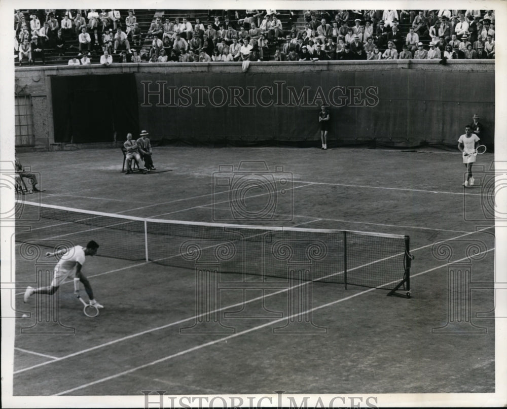 1942 Press Photo Ted Schrofder vs Frank Parker National Amateur tennis- Historic Images