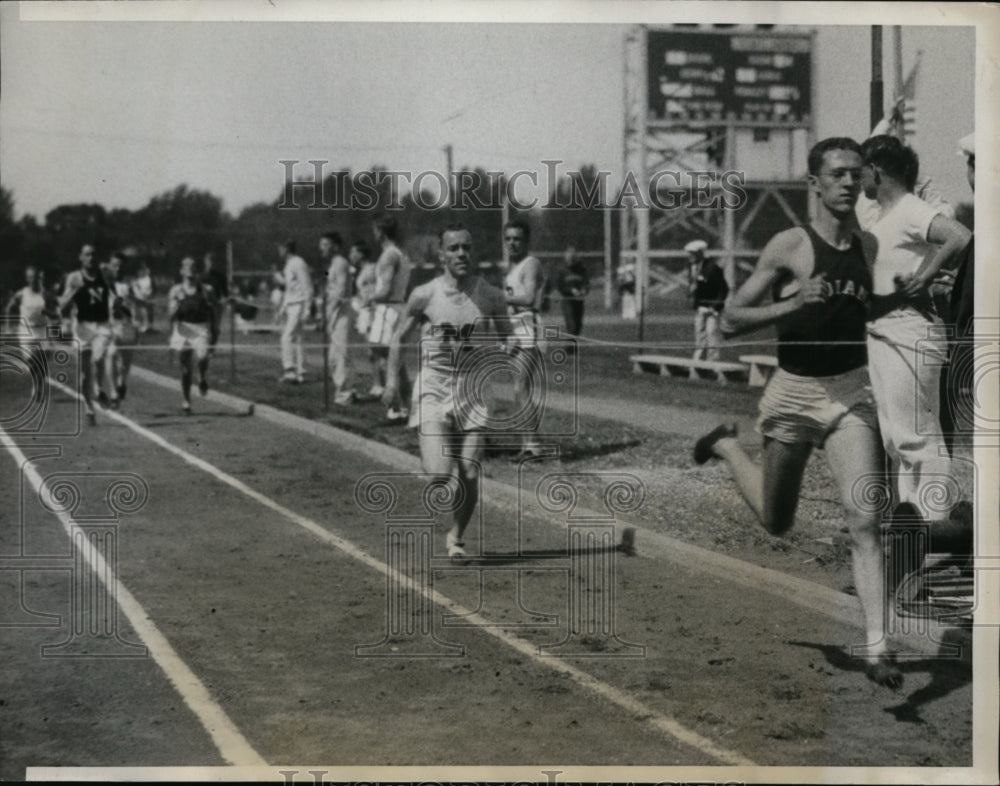 1934 Press Photo Indiana&#39;s Hornbostel wins mile at Big Ten meet at Evanston Ill- Historic Images