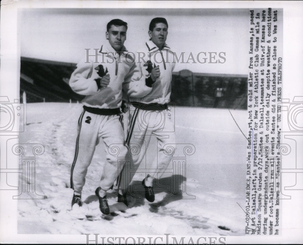 1955 Press Photo Wes Santee &amp; Art Dalzell for NY Athletic Club games mile race- Historic Images