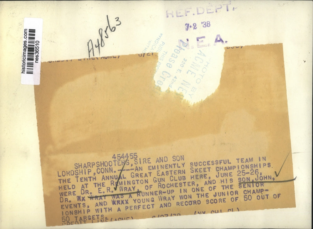 1938 Press Photo 10th Annual Great Eastern Skeet Championships Dr ER Wray