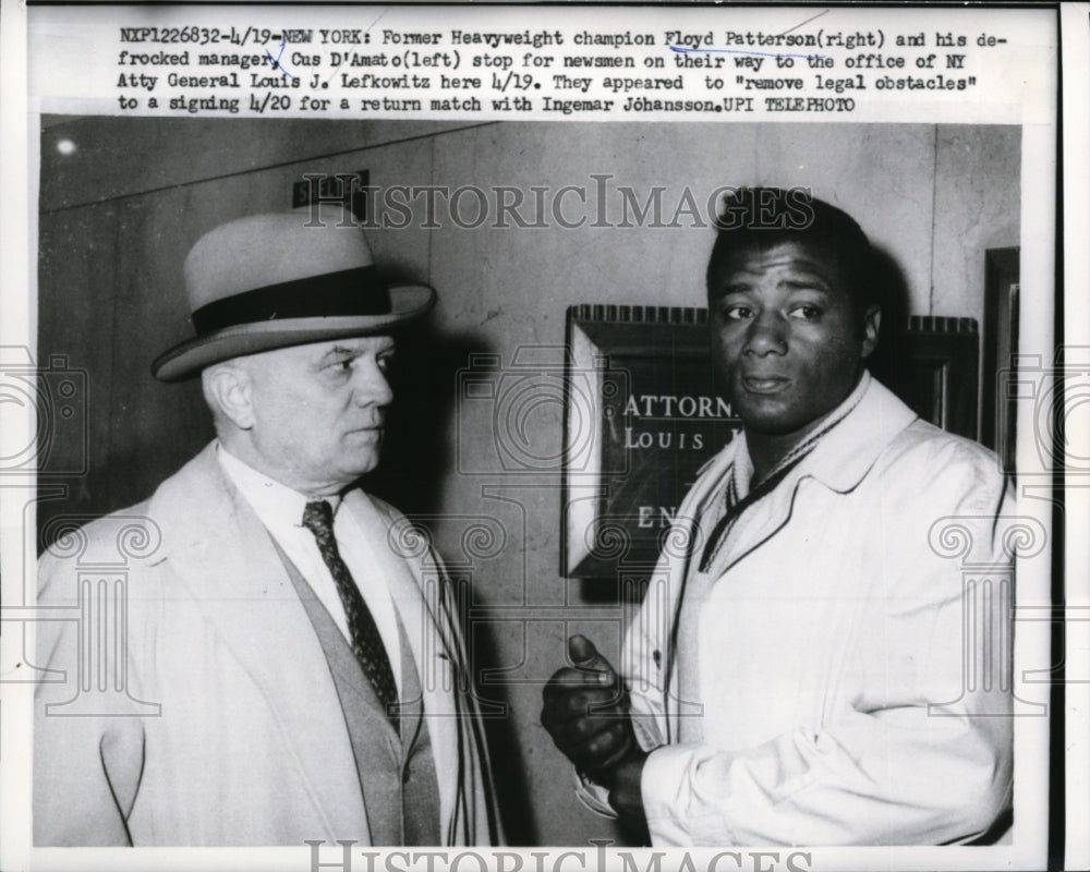 1960 Press Photo Former champ Floyd Patterson & manager Gus D'Amato in NYC- Historic Images