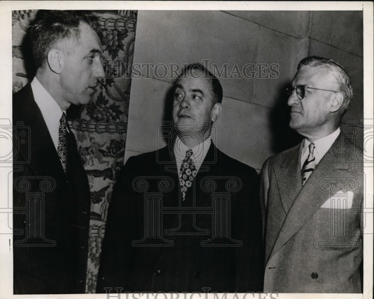 1945 Press Photo Senator Albert Chandler, Leslie O'Connor & William Harridge- Historic Images