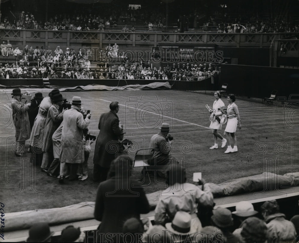 1936 Press Photo Mrs Palfrey Febyan wins vs Kay Stammers at Wightman Cup tennis- Historic Images