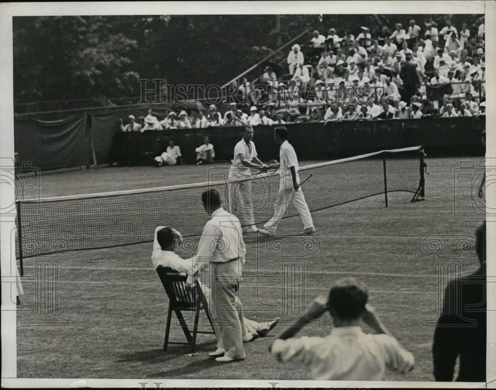 1934 Press Photo Gene Mako vs Gilbert Hunt at National Intercollegiate tennis- Historic Images